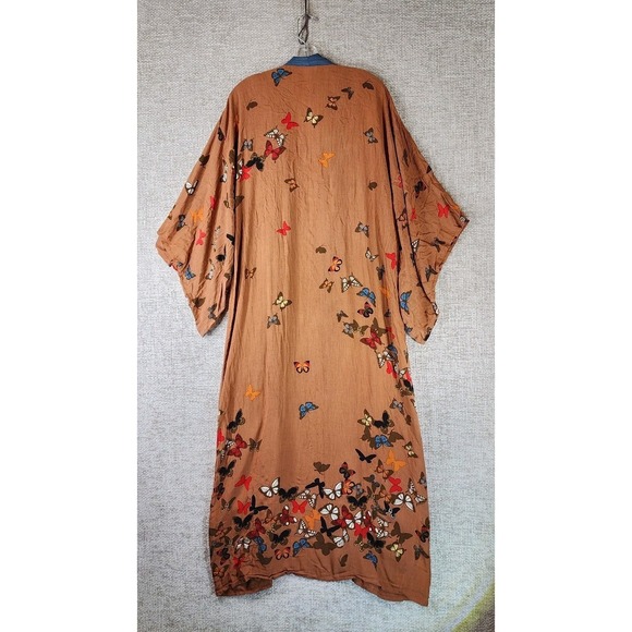 Free People Butterfly Kisses Open Front Kimono Duster Womens One Size Brown NWI - Picture 10 of 16